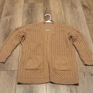 Women's Tan Large Knit Cardigan Sweater